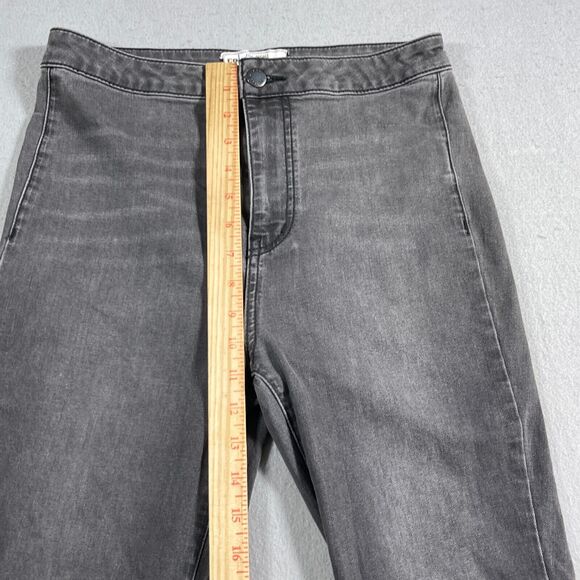 Free People Jeans Women 28 Gray Denim Flare Raw Hem High Waist Wide Bell Bottoms - Picture 5 of 11